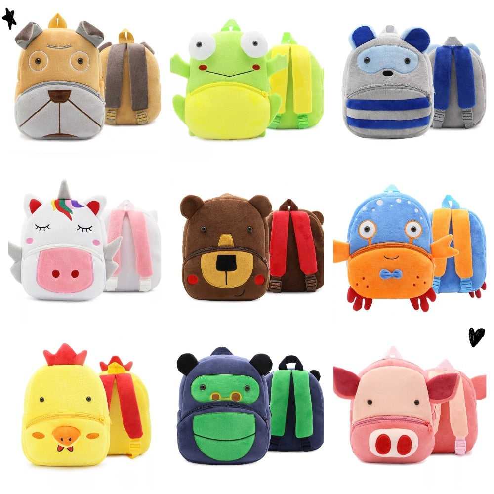 100pcs sets random baby care Anti-lost Cute zoo baby school bag plush backpack animal Toy Children School Bag Gift Kids