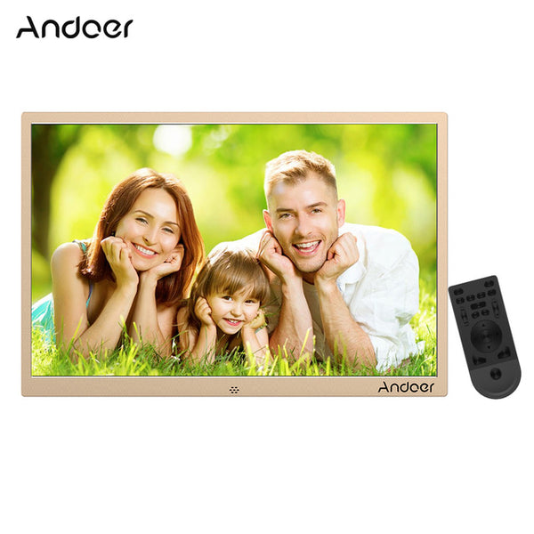 Andoer 17inch LED Digital Photo Frame 1080P Support Random Play Aluminum Alloy with Remote Control Christmas Birthday Gift