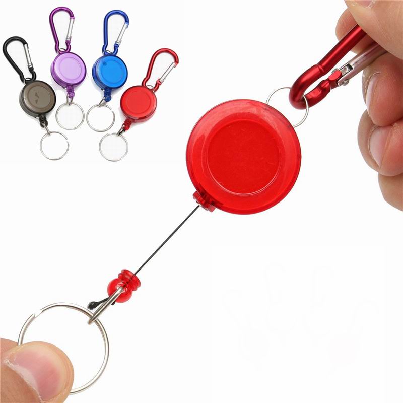 Badge Reel Telescopic Key Buckle Carabiner Recoil Retractable Holder Key Chain Random Color