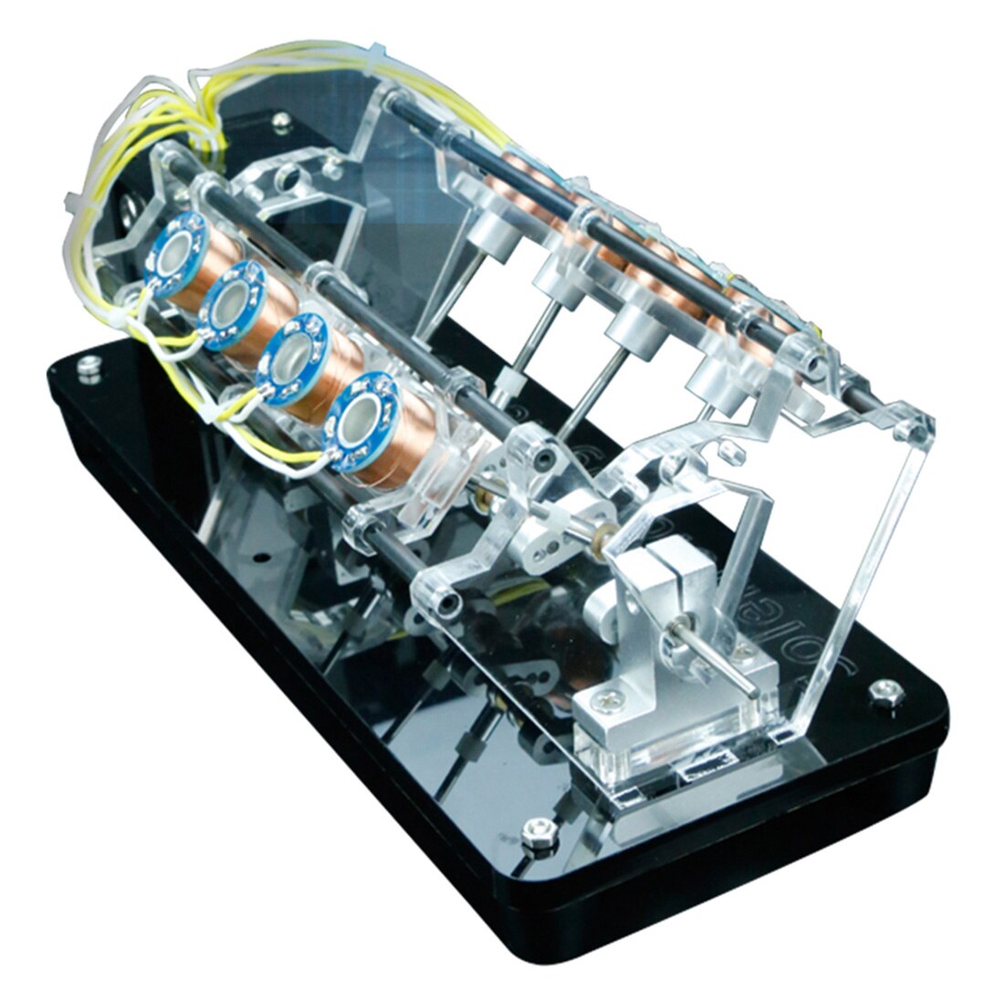 Stark 5v 4W 8 Coils High Speed Electromagnet Automobile Engine Generator Kit V-Shaped Engine Model- Coil Random Color