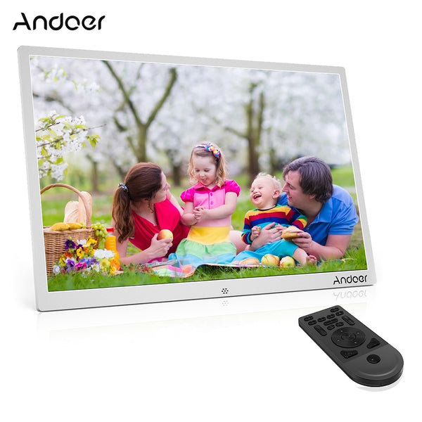 Andoer 17" LED Digital Photo Frame 1440*900 1080P Advertising Machine Support Random Play Alloy w/Remote Control Birthday Gift