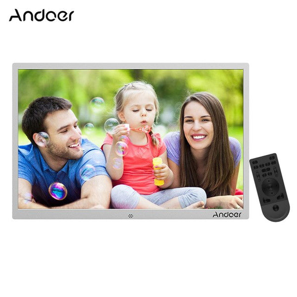 Andoer 17" LED Digital Photo Frame 1440*900 1080P Advertising Machine Support Random Play Alloy w/Remote Control Birthday Gift