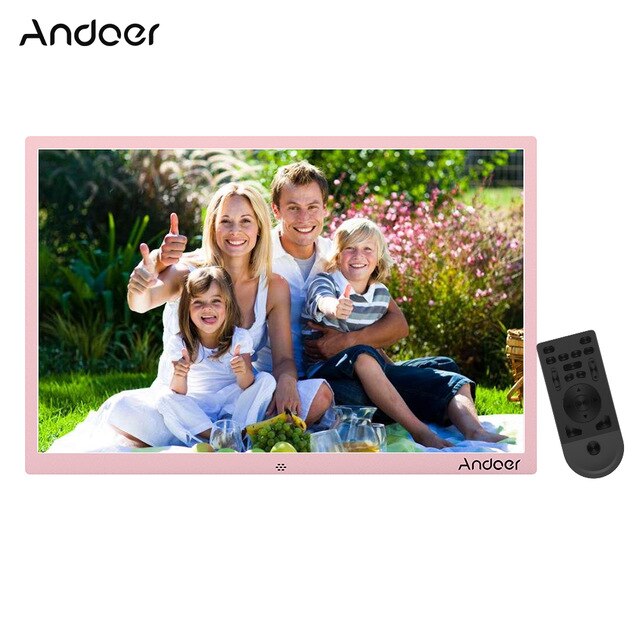 Andoer 17" LED Digital Photo Frame 1440*900 1080P Advertising Machine Support Random Play Alloy w/Remote Control Birthday Gift