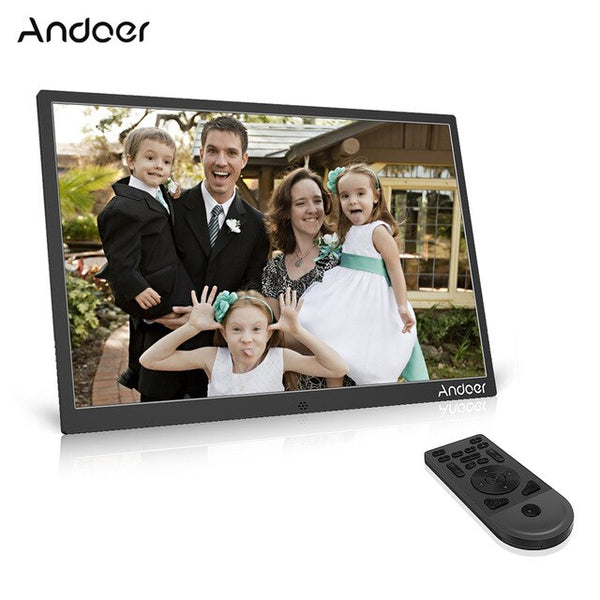 Andoer 17" LED Digital Photo Frame 1440*900 1080P Advertising Machine Support Random Play Alloy w/Remote Control Birthday Gift