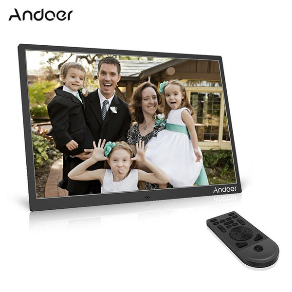 Andoer 17" LED Digital Photo Frame 1440*900 1080P Advertising Machine Support Random Play Alloy w/Remote Control Birthday Gift