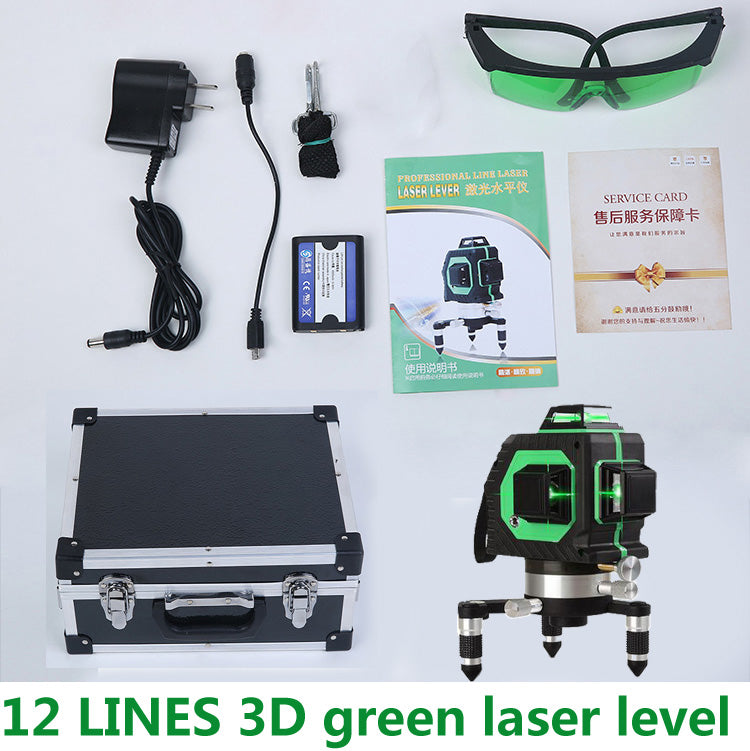 12Lines 3D  Laser Level Self-Leveling 360 Horizontal And Vertical Cross Super Powerful Laser Beam Line Green Color Random