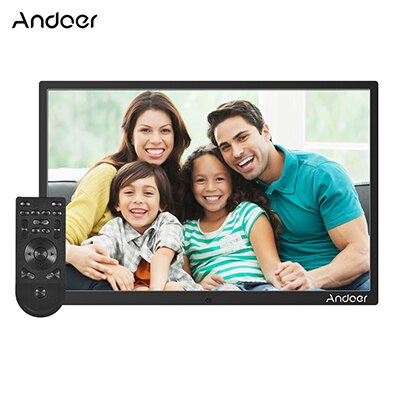 Andoer 15.4" LED Digital Photo Frame 1280 * 800 1080P Video Random Play Aluminum Alloy w/Remote Control Christmas Birthday Gift