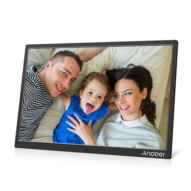 Andoer 15.4inch LED Digital Photo Frame 1280 * 800 Resolution Support 1080P Video Random Play Aluminum Alloy Birthday Gift