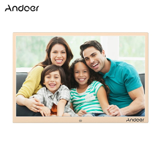 Andoer 15.4inch LED Digital Photo Frame 1280 * 800 Resolution Support 1080P Video Random Play Aluminum Alloy Birthday Gift