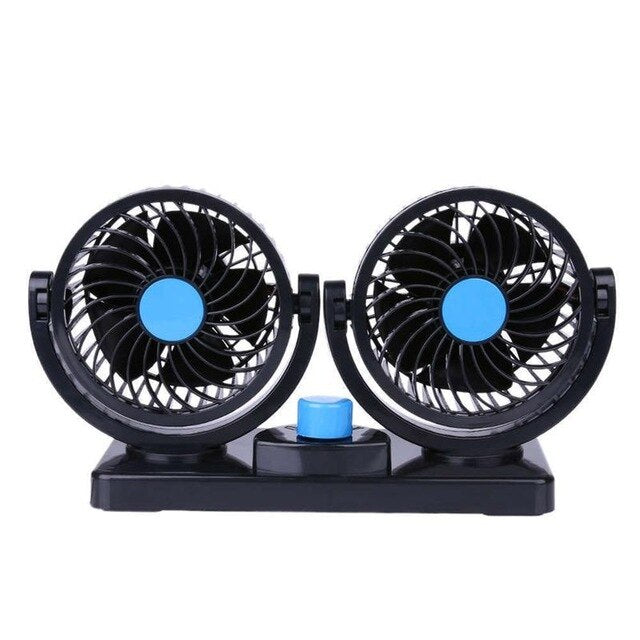 1pc 12/24V Mini Electric Car Cooling Fan 360 Degree Rotating Dual Head Car Auto Cooling Air Fan Speed Low Noise (Random Color)