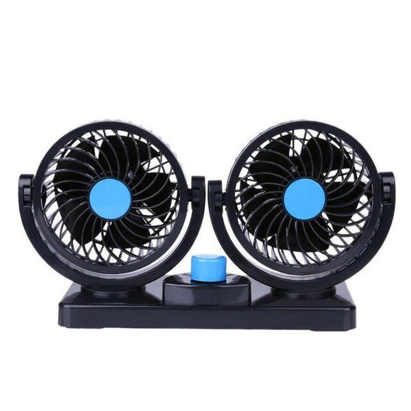 1pc 12/24V Mini Electric Car Cooling Fan 360 Degree Rotating Dual Head Car Auto Cooling Air Fan Speed Low Noise (Random Color)
