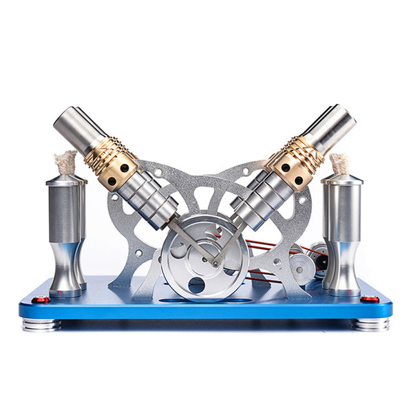 Metal Bootable V4 4-Cylinder Parallel Stirling Engine Model Micro External Combustion Engine Model - Color Random
