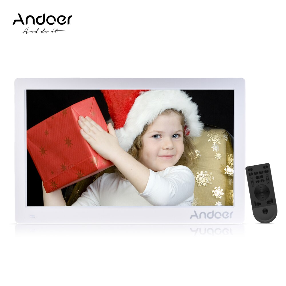 Andoer Digital Photo Frame 1920 *1080 HD Advertising Machine Full View IPS Screen Support Random Play with Remote Christmas Gift