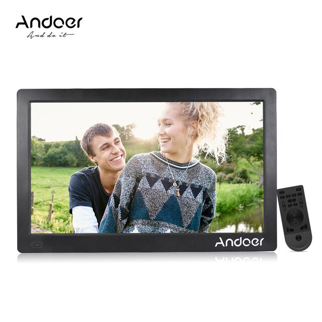 Andoer Digital Photo Frame 1920 *1080 HD Advertising Machine Full View IPS Screen Support Random Play with Remote Christmas Gift