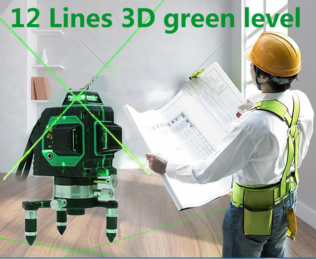12Lines 3D  Laser Level Self-Leveling 360 Horizontal And Vertical Cross Super Powerful Laser Beam Line Green Color Random