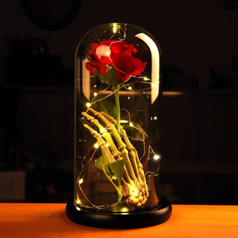 The Beast Rose Create A Warm Atmosphere Birthday Valentine\'s Day Mother\'s Day Gifts Wooden Base Glass Eternal Flower