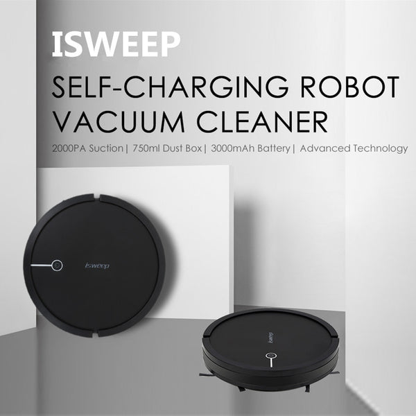 ISWEEP 2000Pa Smart Robot Vacuum Cleaner Max Power Suction With Remote Control Self-Charging Robot Vacuum For Home Brushes Gift