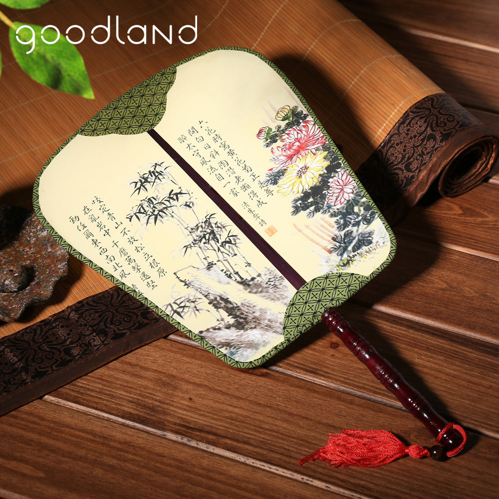 Free Shipping Wholesale 50pcs/lot Chinese Ancient Beauties Palm Palace Hand Fans Cheap-Christmas-Ormament Random Color