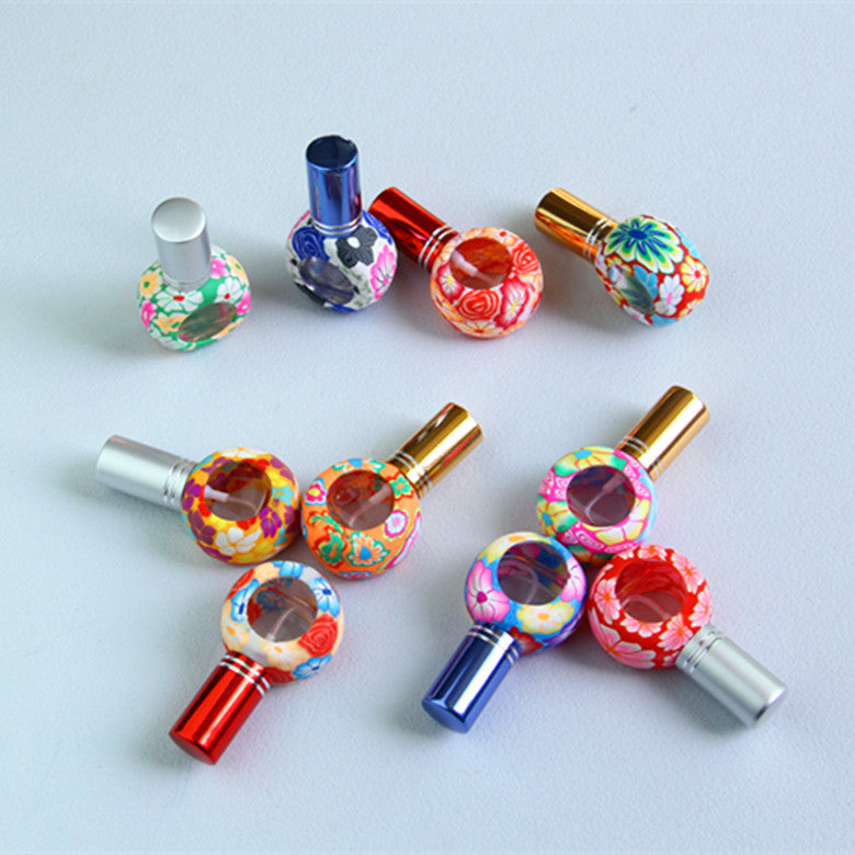 100pcs/Lot Hot Sales Pump 8ml Clay Glass Perfume Bottle Travel Polymer Clay Fimo Empty Spray Scent Bottle Pump Case Random Color