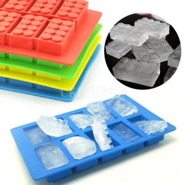 DHL 100PCS Enduring Chocolate Jelly Mold For Lego Brick Shaped Ice Cube Tray DIY Mould (Color By Random)