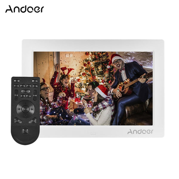 Andoer 10" Digital Photo Frame Full View 1080P Advertising Machine Support Random Play w/Remote Control Christmas Birthday Gift