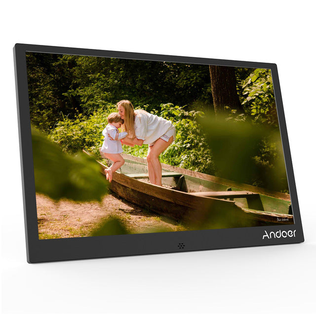 Andoer Aluminum Alloy 13'' LED Digital Photo Frame Support Random 1080P Video Play with Remote Control Christmas Birthday Gift