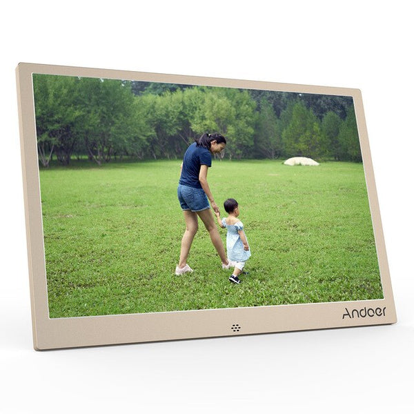 Andoer Aluminum Alloy 13'' LED Digital Photo Frame Support Random 1080P Video Play with Remote Control Christmas Birthday Gift