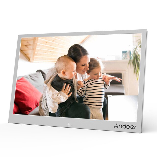 Andoer Aluminum Alloy 13'' LED Digital Photo Frame Support Random 1080P Video Play with Remote Control Christmas Birthday Gift