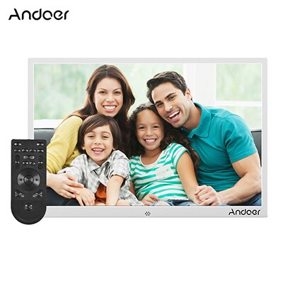 Andoer 15.4" LED Digital Photo Frame 1280 * 800 1080P Video Random Play Aluminum Alloy w/Remote Control Christmas Birthday Gift