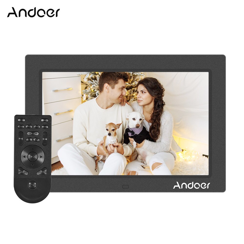Andoer 10inch Digital Photo Frame Full View IPS Screen 1080P Support Random Play with Remote Control Christmas Birthday Gift