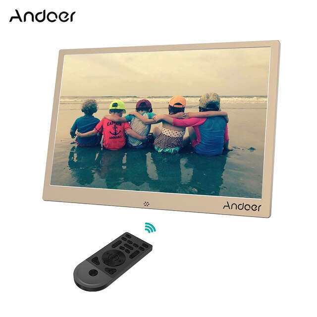Andoer 13" LED Digital Photo Frame 1280*800 Support 1080P Video Random Play Aluminum w/Remote Control Christmas Birthday Gift