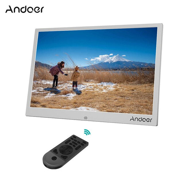 Andoer 13" LED Digital Photo Frame 1280*800 Support 1080P Video Random Play Aluminum w/Remote Control Christmas Birthday Gift
