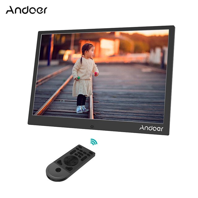 Andoer 13" LED Digital Photo Frame 1280*800 Support 1080P Video Random Play Aluminum w/Remote Control Christmas Birthday Gift