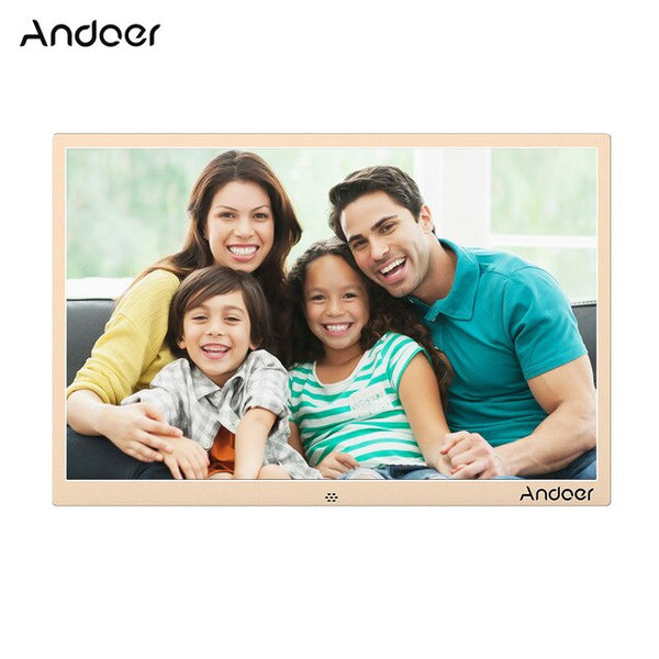 Andoer 15.4inch LED Digital Photo Frame 1280 * 800 Resolution Support 1080P Video Random Play Aluminum Alloy Birthday Gift