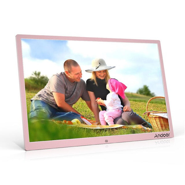 Andoer 15.4inch LED Digital Photo Frame 1280 * 800 Resolution Support 1080P Video Random Play Aluminum Alloy Birthday Gift