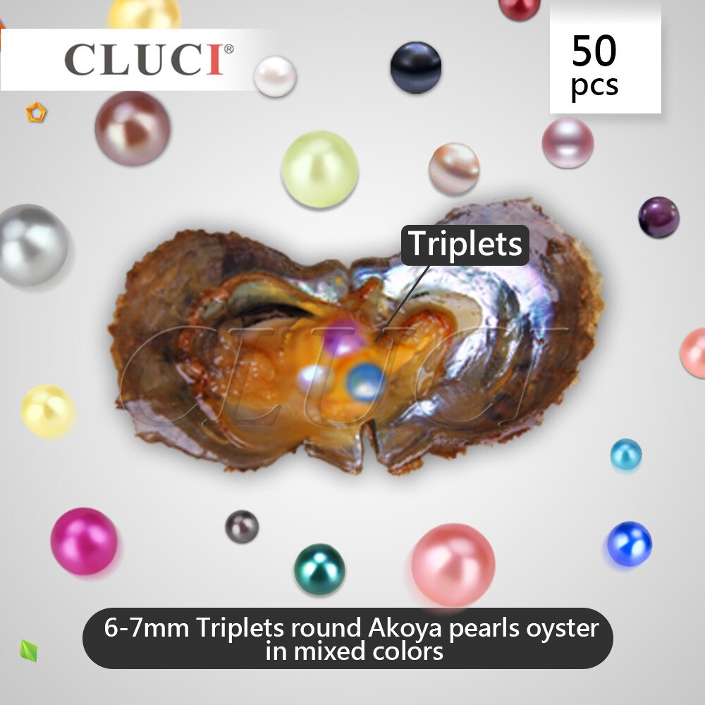 CLUCI 50pcs 6-7mm Triplets colorful pearls oysters random mixed colors pearls party pack